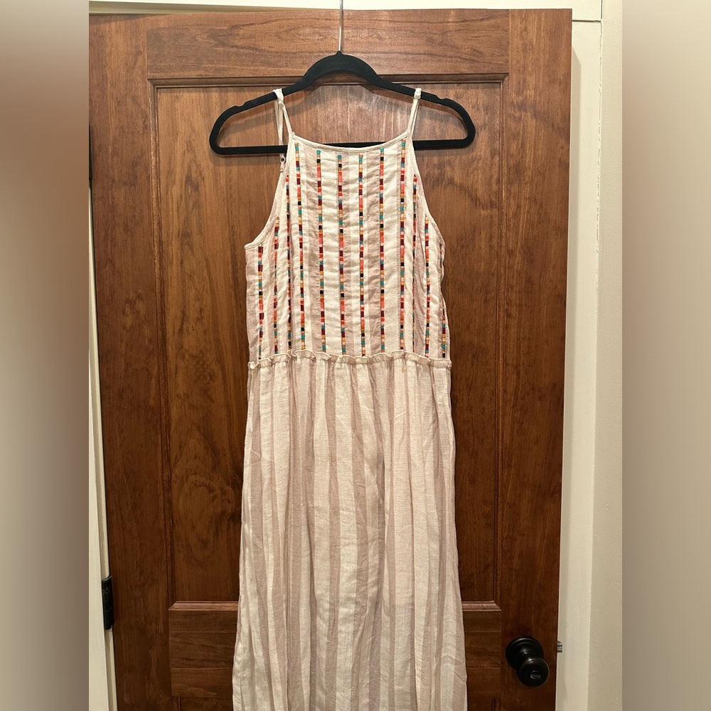 THML Beige Embroidered Maxi Dress